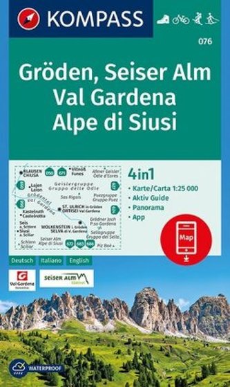 Kompass Karte Gröden, Seiser Alm, Val Gardena, Alpe di Siusi