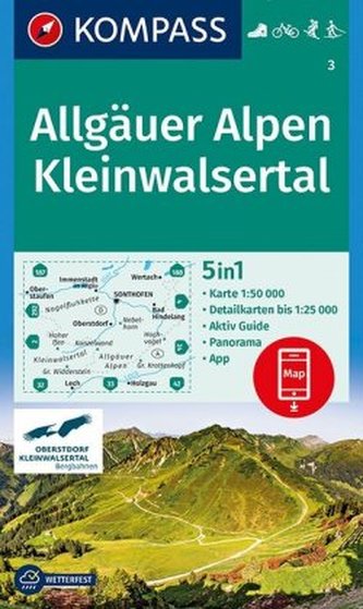 Kompass Karte Allgäuer Alpen, Kleinwalsertal