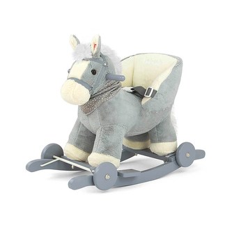 Houpací koník s melodií a kolečky Milly Mally Polly šedý