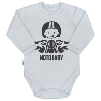 Body s potiskem New Baby Moto baby šedé - velikost 68 (4-6m)