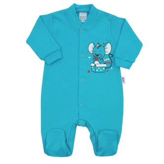 Kojenecký overal New Baby Mouse tyrkysový - velikost 80 (9-12m)
