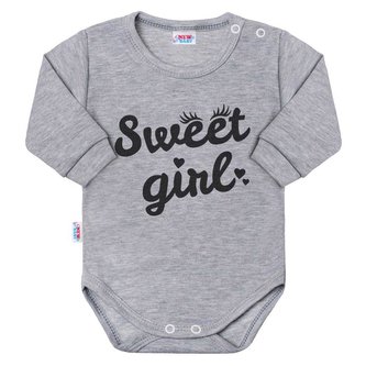 Kojenecké body s dlouhým rukávem New Baby Sweet girl šedé - velikost 74 (6-9m)