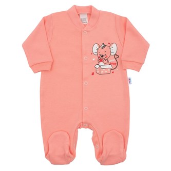 Kojenecký overal New Baby Mouse lososový - velikost 62 (3-6m)