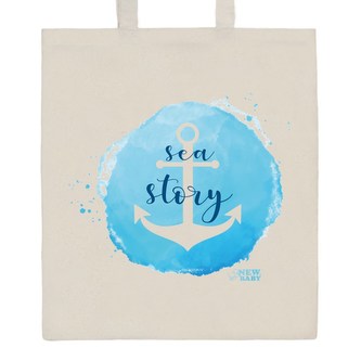 Bavlněná nákupní taška přírodní s potiskem New Baby Sea story