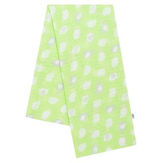 Bavlněná plena s potiskem New Baby zelená se slony