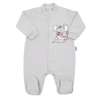 Kojenecký overal New Baby Mouse šedý - velikost 80 (9-12m)