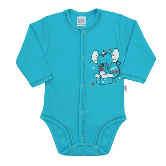 Kojenecké celorozepínací body New Baby Mouse tyrkysové - velikost 62 (3-6m)