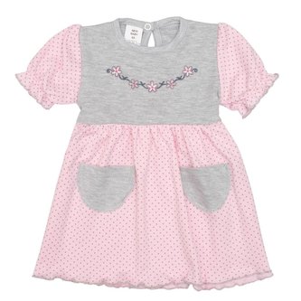Kojenecké šatičky s krátkým rukávem New Baby Summer dress růžovo-šedé - velikost 62 (3-6m)