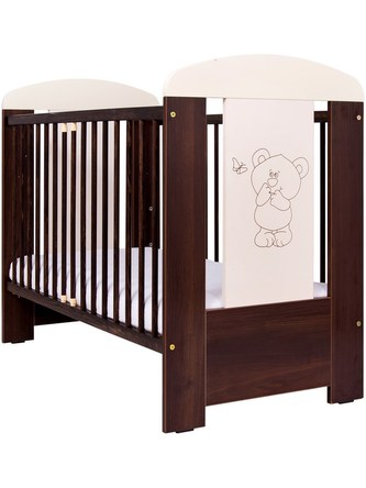 Dětská postýlka Drewex Malý medvídek a motýlek ořechová