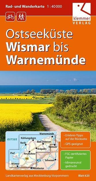 Ostseeküste Wismar bis Warnemünde 1 : 40 000 Rad- und Wanderkarte
