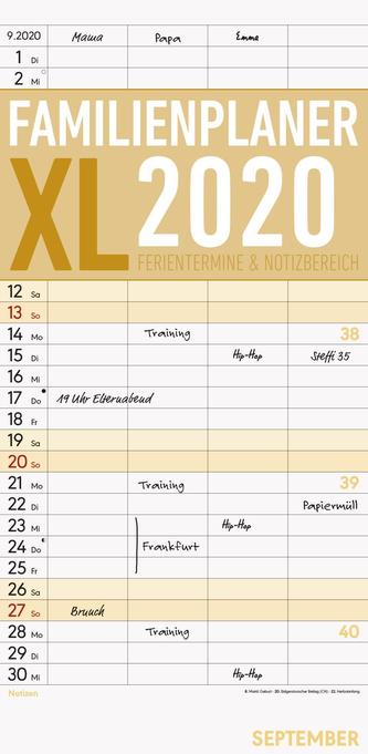 Familienplaner XL 2020 mit 4 Spalten