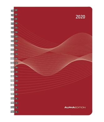 Wochenplaner PP-Einband rot 2020 - Kalender-Ringbuch A5