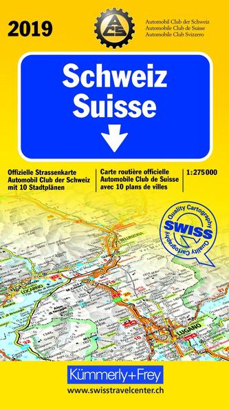 Straßenkarte Schweiz ACS 1:275 000 Ausgabe 2019