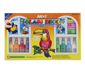 Farby do szkła 13 szt. 22 ml + folie i szablony