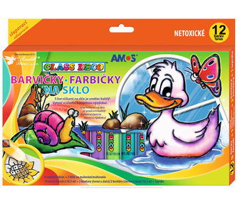 Farby do szkła zestaw 12 kolorów 10,5 ml + folie i szablony