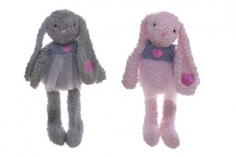 Králík/králíček se sukýnkou plyš 60cm 2 barvy v sáčku 0+