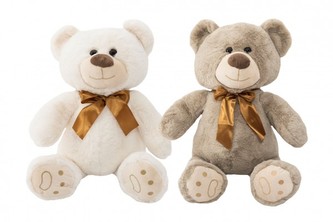 Medvěd sedící s mašlí plyš 36cm 1 ks, 2 druhy