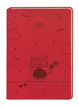 Terminplaner Lederlook A6 Rot 2021