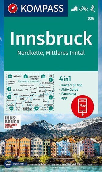 KOMPASS Wanderkarte Innsbruck, Nordkette, Mittleres Inntal 1:35000