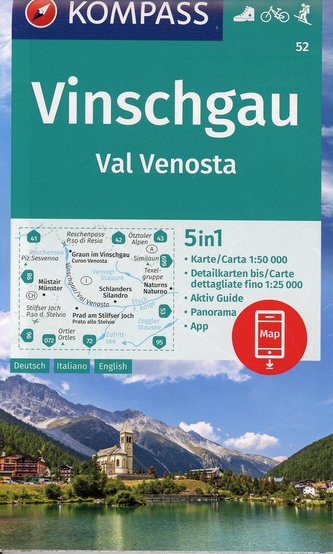 KOMPASS Wanderkarte Vinschgau /Val Venosta 1:50 000