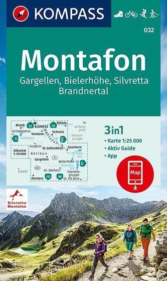 KOMPASS Wanderkarte Montafon, Gargellen, Bielerhöhe, Silvretta 1:25 000