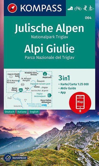 KOMPASS Wanderkarte Julische Alpen, Nationalpark Triglav, Alpi Giulie 1:25 000