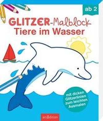 Glitzer-Malblock Tiere im Wasser