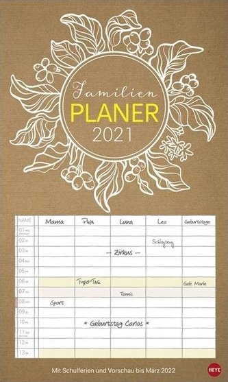 Chalk Drawing Familienplaner XL Kalender 2021