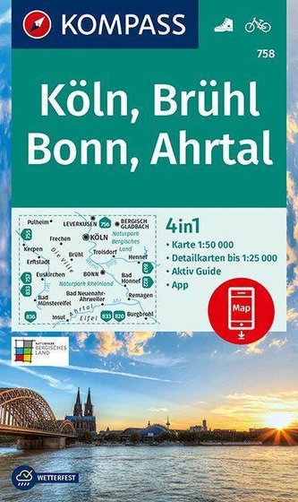 KOMPASS Wanderkarte Köln, Brühl, Bonn, Ahrtal 1:50 000