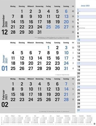 3-Monats-Planer grau 2021