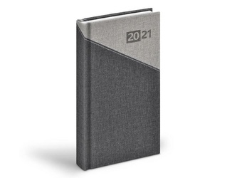 Diář 2021 D802 PU grey / black 90x170 mm