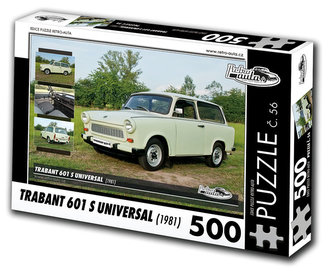 Retro auta Puzzle č. 56 - TRABANT 601 S UNIVERSAL (1981) - 500 dílků