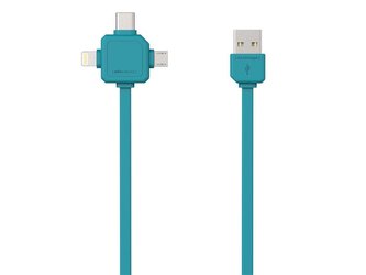 Kabel ALLOCACOC USB/Micro USB/USB C-TYPE/Lightning  modrý