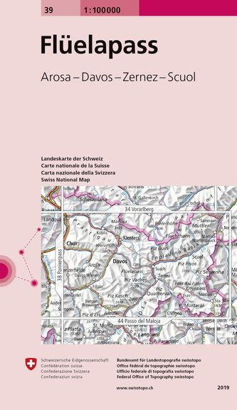 Swisstopo 1 : 100 000 Flüelapass