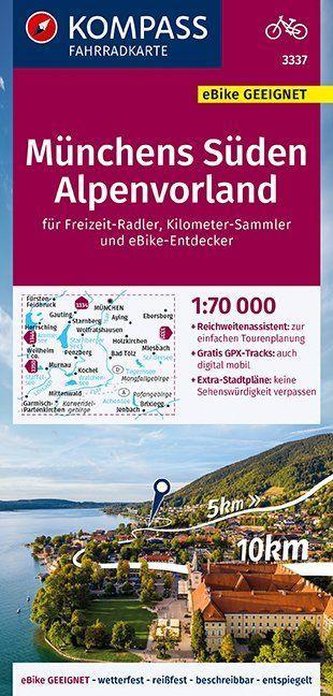 KOMPASS Fahrradkarte Münchens Süden, Alpenvorland 1:70.000, FK 3337
