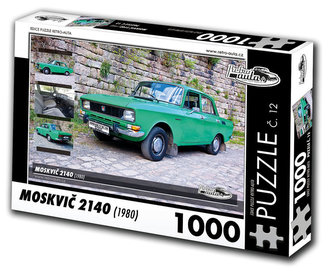 Retro auta Puzzle č. 12 - MOSKVIČ 2140 (1980) - 1000 dílků