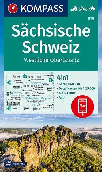 KOMPASS Wanderkarte Sächsische Schweiz, Westliche Oberlausitz 1:50 000