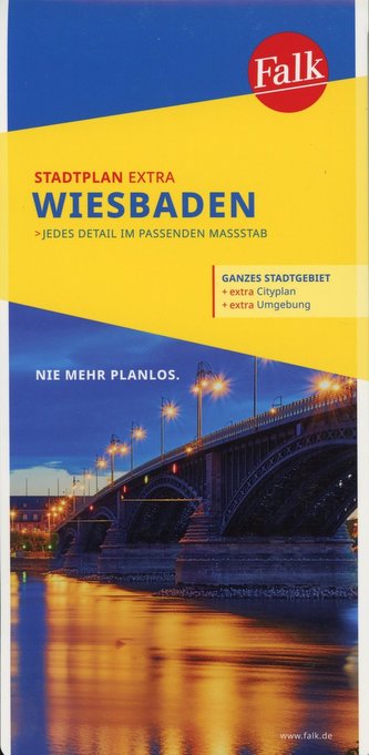 Falk Stadtplan Extra Standardfaltung Wiebaden mit Ortsteilen von Eltville, Eppstein, Hochheim a.M., Mainz 1:20 000