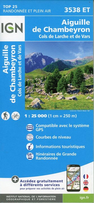 Aiguille de Chambeyron - Cols de Larche et de Vars 1:25 000
