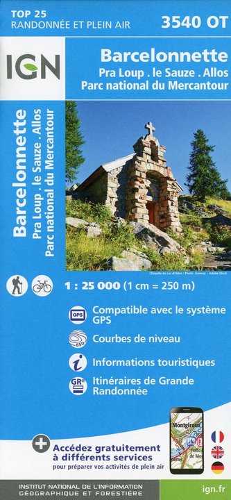 Barcelonnette. Pra-Loup.le Sauze. Allos. Parc National du Mercantour 1 : 25 000