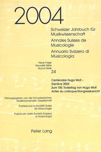 Schweizer Jahrbuch für Musikwissenschaft. Annales Suisses de Musicologie. Annuario Svizzero di Musicologia