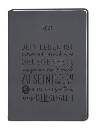 Terminplaner Lederlook A6 Schwarz 2021
