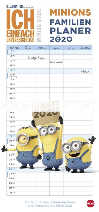 Minions Familienplaner - Kalender 2021