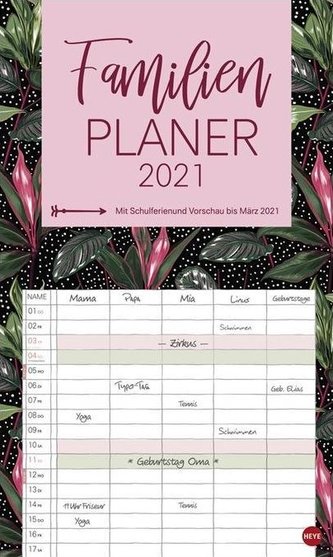Tropical Leaves Familienplaner XL Kalender 2021