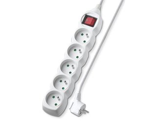 Prodlužovací kabel 5 zásuvek 3m Geti GEC53S s vypínačem