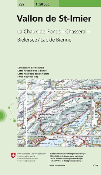 Swisstopo 1 : 50 000 Vallon de St-Imier