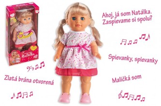 Panenka Natálka chodiaci a slovensky spievajúc plast 42cm na batérie so zvukom v krabici 21x44x11cm Panenka Natálka chodiaci a slovensky spievajúc plast 42cm na batérie so zvukom v krabici 21x44x11cm