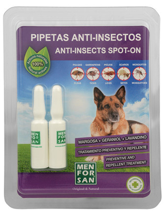 MENFORSAN Antiparazitní pipety pro psy (100% Natural Repellent Anti-parasite Spot on for Dogs) 2 x 1,5 ml