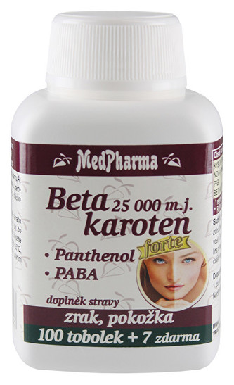 MedPharma Beta karoten 25 000 m.j. + panthenol + PABA 100 tob. + 7 tob. ZDARMA