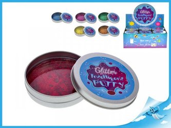 Chytrá hmota v plechovce se třpytkami modrá